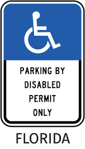 Access aisle width is at least 60 inches, must be at the same level and the same length as the adjacent parking space(s) it serves, maximum slope in all directions is 1:48, and access aisle must connect to an accessible route to the building. Florida Handicap Parking Signs Florida Ada Parking Signs