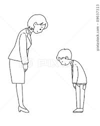 Bowing person / woman / boy / line drawing - Stock Illustration [89637313]  - PIXTA