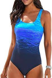 Happy Sailed Women Gradient Printed Swimsuits One Piece Crisscross Back Athletic Traini In 2021 Backless One Piece Swimsuit Women S One Piece Swimsuits Women Swimsuits