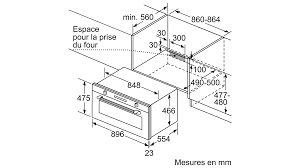 Pour un four standard, il faut prévoir 2cm de plus de profondeur et 4,5cm pour un four. Siemens Vb558c0s0 Four Encastrable