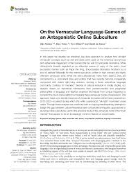 Pdf On The Vernacular Language Games Of An Antagonistic Online Subculture