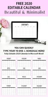 Organize your year and eliminate stress with customizable calendar templates. Free Fully Editable 2020 Calendar Template In Word Free Calendar Template Editable Calendar 2020 Calendar Template