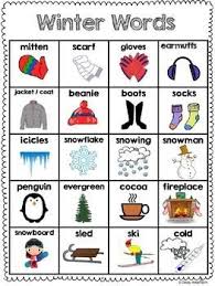 Winter Wortbank Bank Winterwortbank The Words Winterworte Englischunterricht