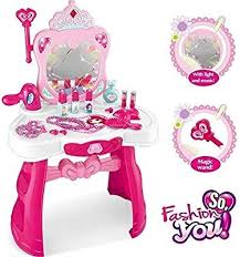 Amazon Com O B Toys Gift Princess Vanity Table Set Girls Pretend Play Set Beauty Dresser Make Up V Toddler Girl Gifts Toddler Christmas Gifts Vanity Table Set