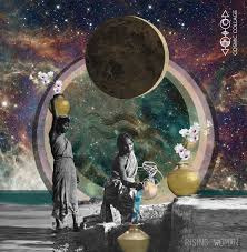 Art By Cosmic Collage New Moon Partial Solar Eclipse In Aquarius Astrology Report For February 15 2018 At 12 51pm Pst Unusu Moon In Aquarius Moon Art New Moon