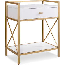 Check spelling or type a new query. Leick 9069 Wt Nightstand Side Table W Ac Usb Charging In White Gold Metal