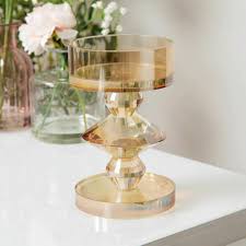 Check spelling or type a new query. Champagne Coloured Cut Glass Pillar Candle Holder Luxury Home Accessory