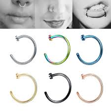 Nose Ring Surgical Steel Fake Nose Rings Hoop Lip Nose Rings Small Thin  Piercing | Ebay
