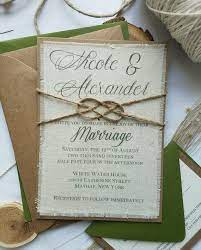 Rustic Knot Green Wedding Invitation Boho Script Fabric Knot Wedding Invitations Boho Green Wedding Invitations Brown Wedding Invitations