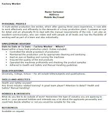 Factory Worker Cv Example Cover Letter And Cv Examples