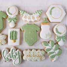 Botanical Baby Shower Cookies 2 Dozen Oh Baby Succulent Baby Shower Greenery Botanical Floral Rustic Gender Neutral Baby Onesie Hexagon Baby Shower Cookies Coral Baby Showers Baby Cookies