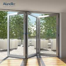 These doors include two framed panes of glass, which overlap to slide open for easy access. China Factory Price Glass Bifold Doors For Patio China Folding Door Bifold Closet Doors