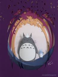 Totoro Stroll Print Paper Artwork 3d Paper Art Paper Sculpture