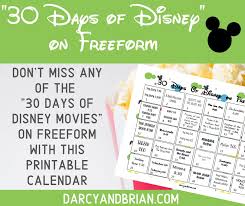 Disney princesses, superheroes, unicorns, and more! Freeform 30 Days Of Disney Movies September 2019 Printable Schedule