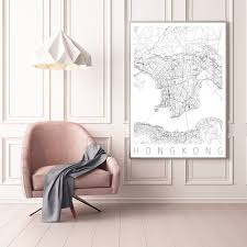 Karte Hongkong Streets China Map Minimalismus Karte Wandbilder Skandinavische Plakatkunst Poster Geschenkidee Clovelydesign Decor Home Decor China Map