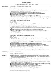 residential construction resume samples