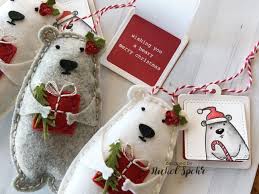 Handmade Holiday 2018 Felt Bear Hugs Plush Ornaments Giveaway Felt Crafts Christmas Felt Christmas Ornaments Embroidery Christmas Gifts
