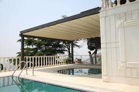 An Elegant Way To Create Functional Outdoor Space B2b Central Awning Warehouse In 2021 Pergola With Roof Pergola Outdoor Seating Areas