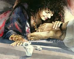 Overwhelming Love An Act Of Extravagant Worship Puts This Woman Of Ill Repute Into History Luke S Gosp Christian Paintings Christian Art Prophetic Art Worship