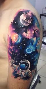 Stunning Watercolor Tattoos By Adrian Bascur Cosmic Tattoo Planet Tattoos Space Tattoo