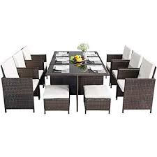 Amazon Com Leisure Zone 11 Piece Patio Furniture Dining Set Outdoor Garden Wicker Rattan Dining Tab With Images Staging Furniture Outdoor Furniture Outdoor Furniture Sets