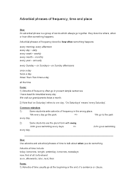 Adverbial phrases of time place and frequency. Adverbial Phrases Of Time Adverb Sentence Linguistics
