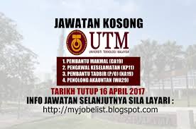 Today, uitm draws strength from the initiatives of its founding fathers, exploring and mastering various frontiers of knowledge as it works towards reaching greater heights and celebrating more accomplishments at home and abroad. Jawatan Kosong Di Universiti Teknologi Malaysia Utm 16 April 2017