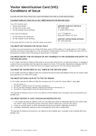 Visitor Identification Card (VIC) Conditions of Issue
