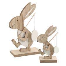 Osterhase Auf Stander Holz Osterdeko Holz Hase Hasenfigur Ostern Mobel Wohnen Feste Besondere Anlasse Ostern Basteln Holz Osterhase Osterhasen Aus Holz