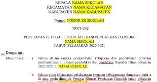 Jika dicoba pada os yang dibawahnya mungkin tampilannya. Contoh Sk Operator Dapodik Jenjang Paud Sd Smp Sma Smk Tahun 2020 2021 Sinau Thewe Com