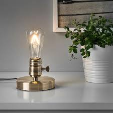 Ikea Megagram Table Lamp Brushed Metal Brass Tischleuchte Led Leuchtmittel Lampentisch