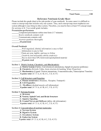 Reference Notebook Grade Sheet