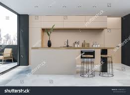 modern kitchen beige walls white