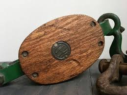 Large Antique Wooden Pulley Rustic Nautical Country Western Etsy Wooden Decor Iron Hardware