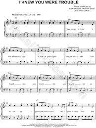 I Knew You Were Trouble When You Walked In Gif I Knew You Were Trouble Piano Music Taylor Swift I Knew You Were Trouble Sheet Music Easy Piano Sheet Music Easy Piano Sheet Music Music Hits