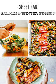 Sheet Pan Honey Salmon With Brussels Sprouts And Butternut Squash Live Simply Recipe In 2020 Winter Veggies Real Food Dinner Real Food Recipes