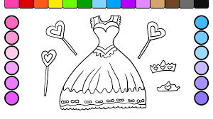 Color this 1915 fashion sketch with beautiful women's hats. Learn Colors For Kids And Color Beautiful Princess Dress Coloring Page Youtube