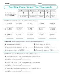 Practice Place Value With Numbers Into The Ten Thousands With This Handy Math Worksheet Working With Mu Place Value Worksheets Place Values Math Word Problems