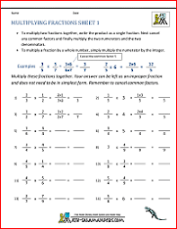 Worksheet given in this section will be much useful for the students who are practicing problems on multiplying. Multiplying Fractions Worksheet