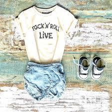 Cool Kids Clothes Rock Your Kid Rocknroll Tee Miilovemu Chambray Shorts Converse High Tops Shop Cool Baby Clothes Kids Fashion Clothes Cool Kids Clothes