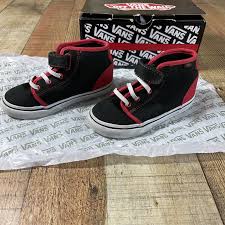 Vans Toddler Baby Size 8.5 Black Red High top Canvas Unisex Boy Girl | eBay