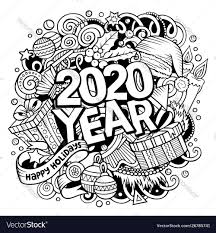 2020 Doodles New Year Objects And Vector Image On Vectorstock In 2020 Doodle Illustration Line Art Vector Doodle Art Flowers