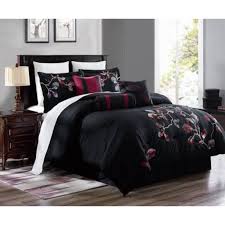 It feels very luxurious and fairly lightweight compared to other down comforters. Kerry 7 Piece Comforter Set Cotton Touch Oversized Embroidered Bedding Maroon Black Queen Size Walmart Com Walmart Com