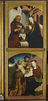 cda :: Paintings :: Želina Altarpiece [right movable wing]: Birth of  Christ, Adoration of the Magi [recto], St Sigismund [verso]