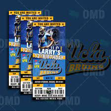 Ucla Bruins Ticket Style Sports Party Invitations Sports Party Invitations Football Theme Birthday Ucla