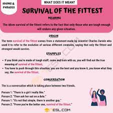 Survival Of The Fittest Definition And Examples Of This Useful Idiom 7esl Idioms And Phrases Idioms Survival Of The Fittest