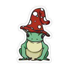 Frog With Mushroom Hat Sticker By Mayclair In 2021 Indie Drawings Frog Art Cute Frogs