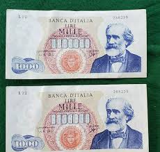 Search for specific features on banknotes. 1000 Lire Vatican