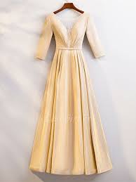 Retrouvez une large sélection des robe de soirée 3/4 manche et bien d'autres accessoires chez goodrobe.fr. Robe De Soiree Manches 3 4 Simple Longue Doree Satin Scintillante