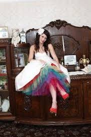 Rainbow Wedding Dress Tea Length Wedding Dress Rainbow Wedding Dress Tulle Wedding Dress